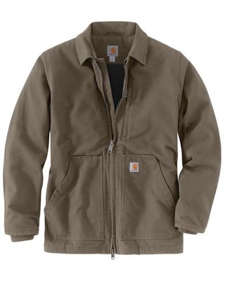 Carhartt Men's Brown M-Washed Duck Sherpa-Lined Work Coat