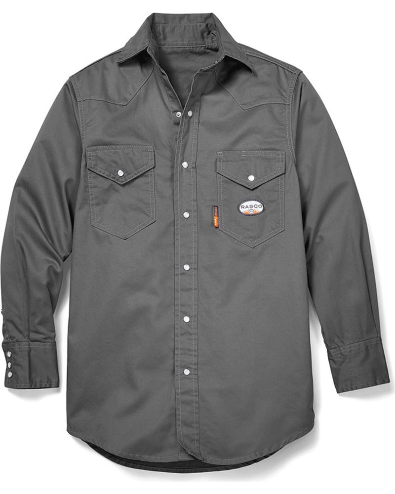 Rasco Men's Grey FR Lightweight Work Shirt - Big