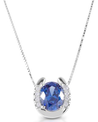 Kelly Herd Women's Blue Stone Horseshoe Necklace