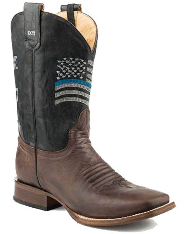 Roper Men's Thin Blue Line Western Boots - Broad Square Toe