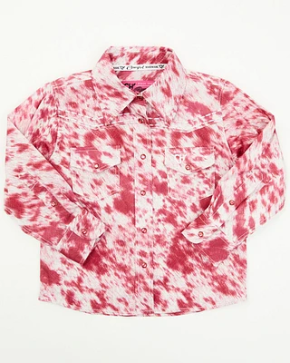 Cowgirl Hardware Toddler Girls' Cowhide Long Sleeve Snap Western Shirt
