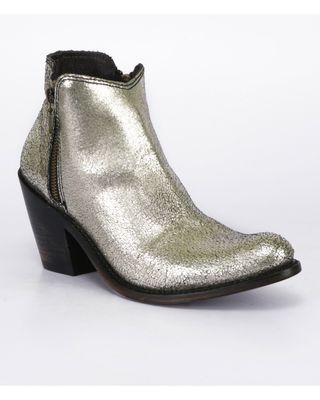 Liberty Black Women's Cracked Metallic Booties - Pointed Toe