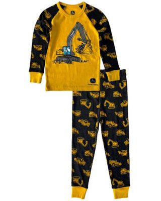 John Deere Boy's Construction Print Long Sleeve Pajama Set