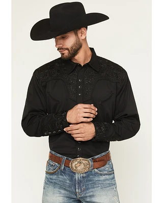 Scully Men's Floral Embroidered Retro Long Sleeve Snap Western Shirt - Big & Tall