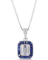 Kelly Herd Women's Asscher Cut Blue Spinel Pendant Necklace