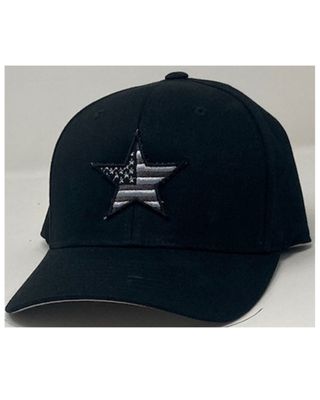 Oil Field Hats Men's American Flag Star Patch Solid-Back Ball Cap - Black