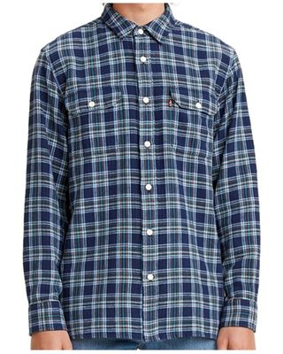 Levi's Men's Navy Peacoat Classic Worker Long Sleeve Button Down Western Flannel Shirt
