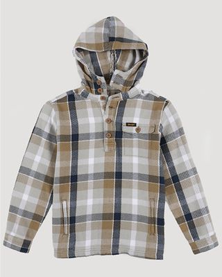 Wrangler Boys' Plaid Print Hooded Sweatshirt