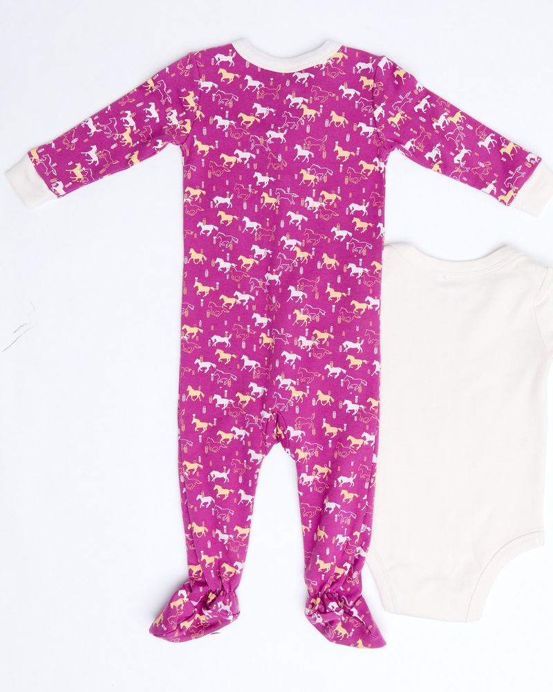 Shyanne Infant Girls' Pink Giddy Up Knit Onesie Set