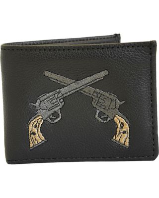 Western Express Men's Black Cross Gun Leather Wallet