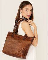 Shyanne Women's Hair-On Tooled Leather Tote Bag
