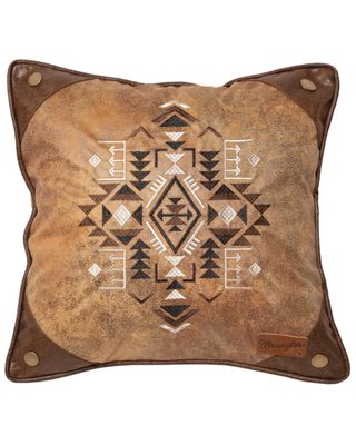 Wrangler Southwestern Faux Leather Throw Pillow