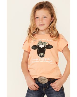 Wrangler Girls' Orange Cowhead Graphic Short Sleeve Tee