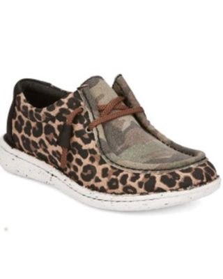 Justin Women's Hazer Leopard Camo Print Casual Shoe - Round Moc Toe
