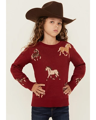 Cotton & Rye Girls' Horse Print Sweater