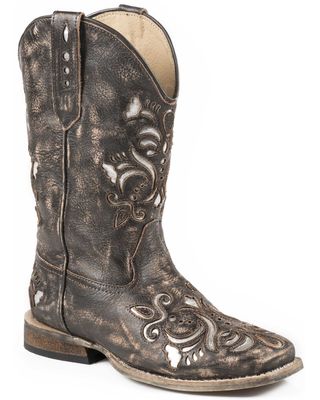 Roper Girls' Belle Underlay Western Boots - Broad Square Toe