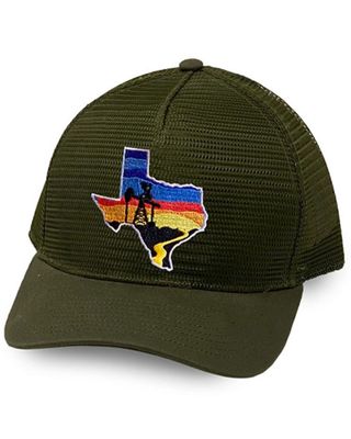 Oil Field Hats Men's Loden Texas Sunset Patch Mesh-Back Ball Cap