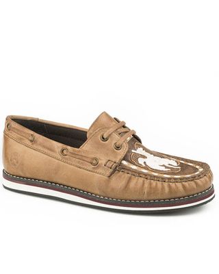 Roper Women's Beige Leather Moccasin Shoes - Moc Toe