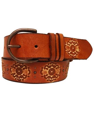 Cowgirls Rock Women's Embossed Studded Leather Belt