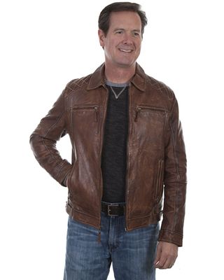 Scully Leatherwear Men's Brown Washed Lamb Leather Jacket