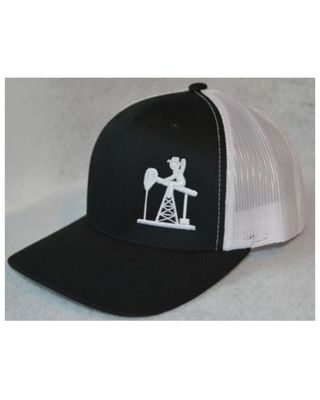 Oil Field Hats Men's Black & White PJ Cowboy Mesh-Back Trucker Cap
