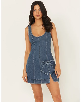 Show Me Your Mumu Women's Bridgeport Sleeveless Bow Denim Mini Dress