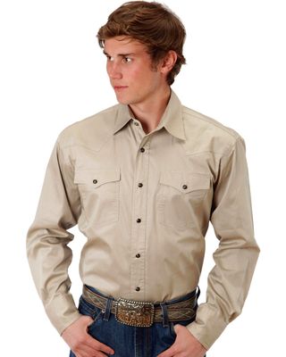 Roper Men's Solid Poplin Long Sleeve Snap Western Shirt