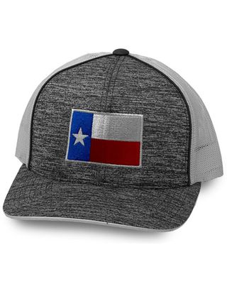 Oil Field Hats Men's Gray Texas Flag Mesh-Back Flex-Fit Ball Cap