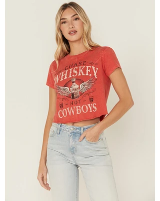 Shyanne Women's Chase Whiskey Not Cowboys Short Sleeve Cropped Graphic Tee