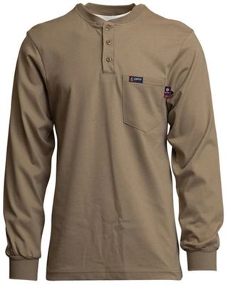 Lapco Men's FR Solid Long Sleeve Work Henley Shirt