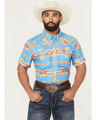 Rock & Roll Denim Men's Tek Southwestern Print Short Sleeve Snap Western Shirt