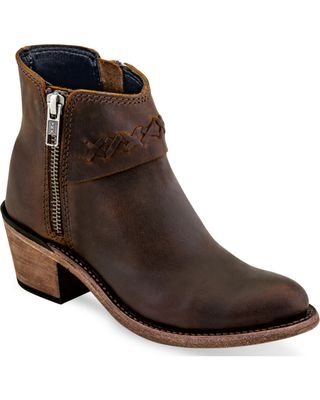 Old West Girls' Braided Stitch Booties - Round Toe