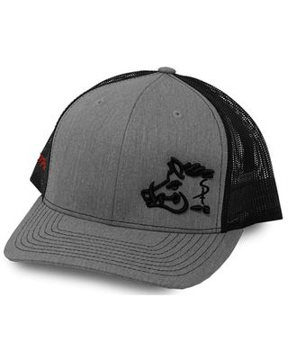Oil Field Hats Men's Heather Sniper Pig Embroidered Mesh-Back Ball Cap