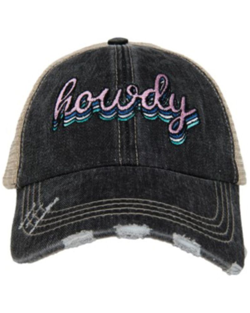Katydid Women' Howdy Black Embroidered Mesh-Back Ball Cap