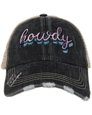 Katydid Women' Howdy Black Embroidered Mesh-Back Ball Cap