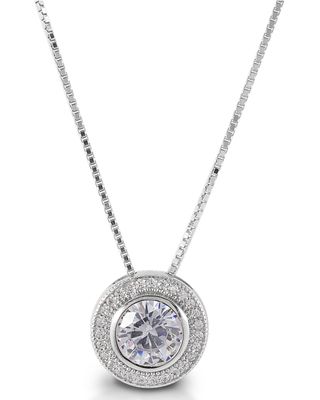 Kelly Herd Women's Round Bezel Set Pave Necklace