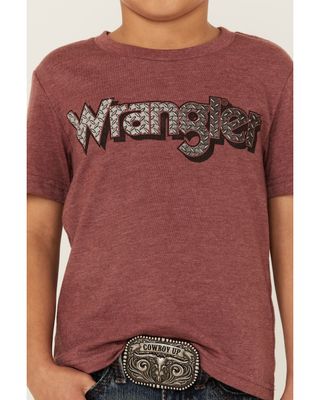 Wrangler Boys' Heather Burgundy Logo Graphic Short Sleeve T-Shirt
