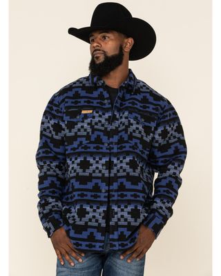 Powder River Outfitters Men's Navy Southwestern Print Jacquard Shirt Jacket
