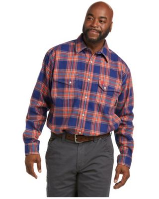 Ariat Men's FR Swenson Plaid Print Long Sleeve Snap Work Shirt