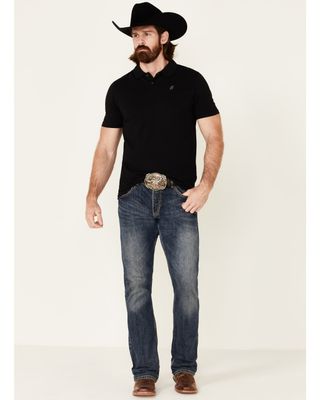HOOey Men's The Maverick Solid Black Short Sleeve Polo Shirt
