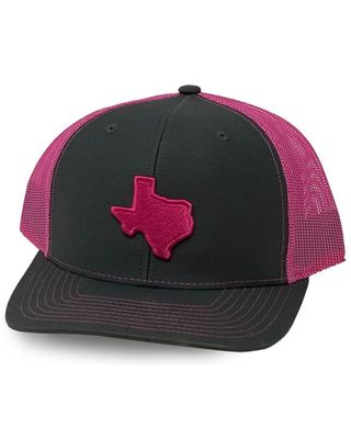 Oil Field Hats Men's Pink/Black Texas State Patch Mesh-Back Ball Cap