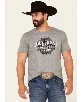 Cody James Men's Grey Southwestern Cylinder Graphic Short Sleeve T-Shirt