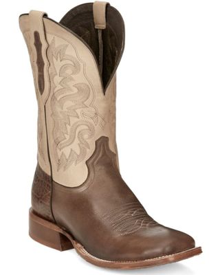 Tony Lama Men's Jinglebob Brown Leather Western Boots - Broad Square Toe