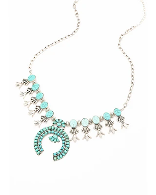 Shyanne Women's Matrix Turquoise Squash Blossom Statement Necklace