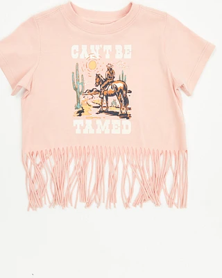 Shyanne Toddler Girls' Can't Be Tamed Short Sleeve Fringe Graphic Tee