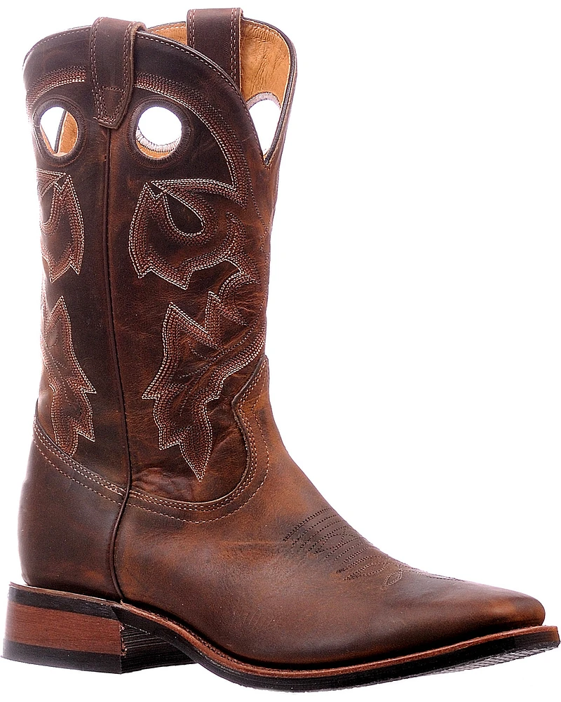 Boulet Men's Tan Spice Horseman Heel Cowboy Boots - Square Toe