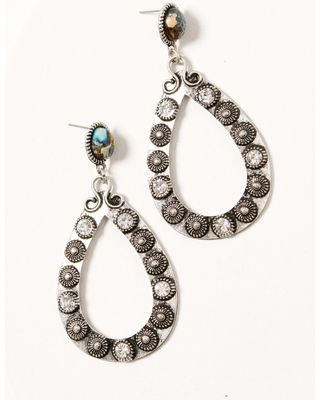 Shyanne Women's Silver Stud Detail Teardrop Chandelier Earrings