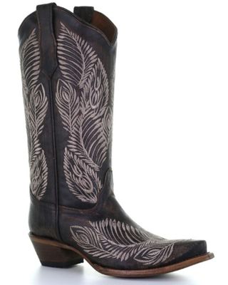 Circle G Women's Feather Embroidery Western Boots - Snip Toe