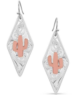 Montana Silversmiths Women's Two Tone Diamond Cactus Earrings