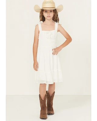 Ash & Violet Girls' Solid Bow Sleeve Dress